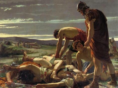 Il ritrovamento del corpo di Catilina dopo la battaglia di Pistoia”, di Alcide Segoni, 1871, Galleria dell’Arte, Firenze